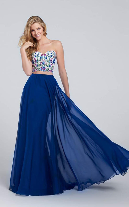 Ellie Wilde - EW117031 Gown in White and Blue