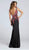 Ellie Wilde EW117054 Cap Sleeve Embroidered Illusion Long Gown In Black/Multi