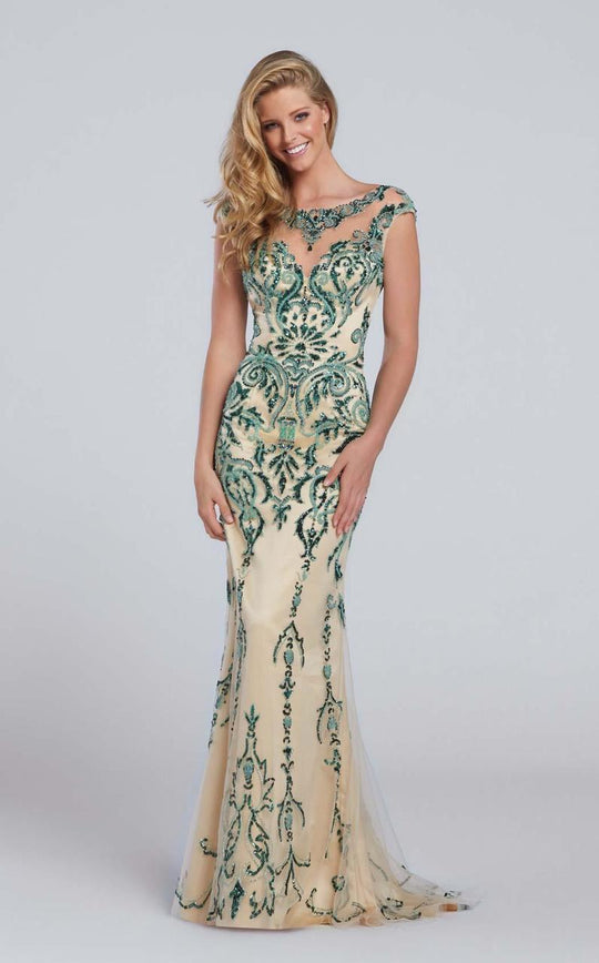 Ellie Wilde - EW117132 Gown in Green and Neutral
