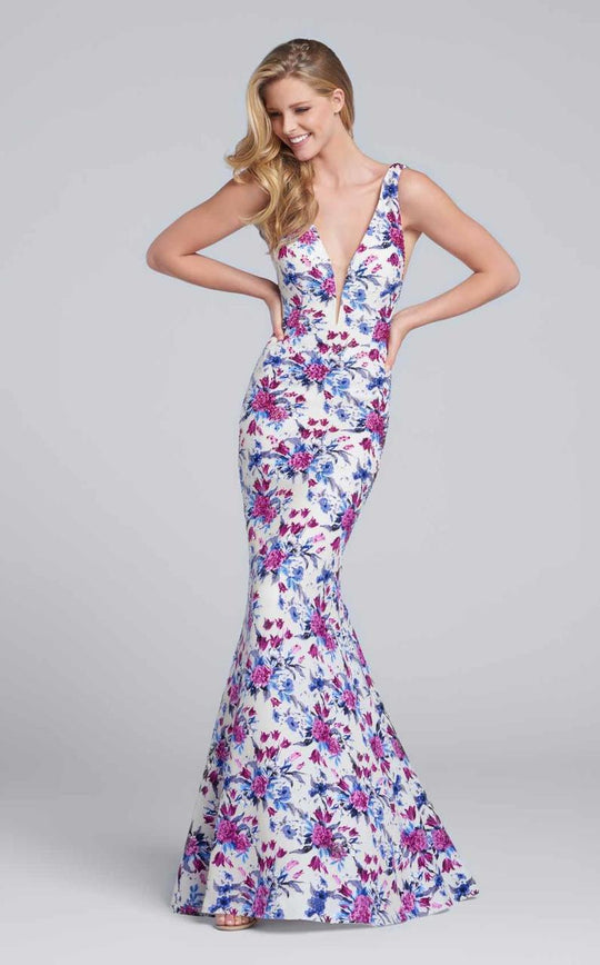 Ellie Wilde - EW117150 Gown in White and Multi-Color