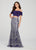 Ellie Wilde - EW118127 Flounced Off-Shoulder Embroidered Tulle Gown