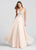 Ellie Wilde - EW118150LS Beaded Lace Illusion A Line Chiffon Gown