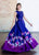 Ellie Wilde - EW118192 Floral Printed Vibrant Mikado Gown In Purple and Multi-Color