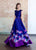 Ellie Wilde - EW118192 Floral Printed Vibrant Mikado Gown In Purple and Multi-Color