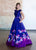 Ellie Wilde - EW118192 Floral Printed Vibrant Mikado Gown In Purple and Multi-Color