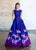 Ellie Wilde - EW118192 Floral Printed Vibrant Mikado Gown In Purple and Multi-Color