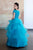 Ellie Wilde - EW118193 V Neckline Ruffled Skirt Tulle Ballgown In Blue