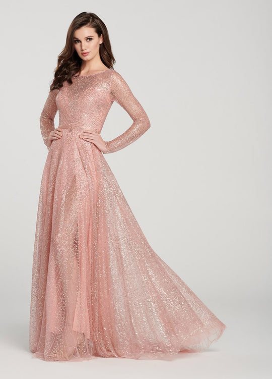 Ellie Wilde - EW119003 Long Sleeve Illusion Tulle A-Line Gown