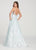 Ellie Wilde - EW119005 Sleeveless Scoop Back Beaded Lace A-Line Gown In Blue