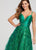 Ellie Wilde - EW119005 Sleeveless Scoop Back Beaded Lace A-Line Gown In Green