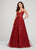 Ellie Wilde - EW119005 Sleeveless Scoop Back Beaded Lace A-Line Gown In Red