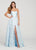 Ellie Wilde - EW119007 Strapless Lace Embroidered Tulle A-Line Gown In Blue