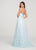 Ellie Wilde - EW119007 Strapless Lace Embroidered Tulle A-Line Gown In Blue