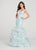 Ellie Wilde - EW119008 Plunging Lace Tiered Mermaid Gown In Blue