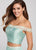 Ellie Wilde - EW119014 Two-Piece Sheer Lace Paneled Jacquard Gown In Green