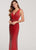Ellie Wilde - EW119017 Jeweled Plunging V-Neck Sheath Gown In Red