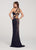 Ellie Wilde - EW119018 Beaded Strappy High Halter Gown In Blue