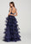Ellie Wilde - EW119020 Two Piece Plunging V-Neck Ruffled Gown In Blue