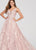 Ellie Wilde - EW119021 Embroidered Lace Plunging V-Neck Ballgown In Pink