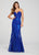 Ellie Wilde - EW119022 Plunging Sweetheart Adorned Trumpet Gown In Blue