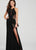 Ellie Wilde - EW119024 Beaded Illusion Paneled High Slit Gown In Black