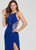 Ellie Wilde - EW119024 Beaded Illusion Paneled High Slit Gown In Blue