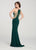 Ellie Wilde - EW119024 Beaded Illusion Paneled High Slit Gown In Green