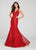Ellie Wilde - EW119025 Sequin Lace Embellished Sleeveless Trumpet Gown In Red