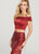 Ellie Wilde - EW119026 Two Piece Off-Shoulder Sequined Mermaid Gown In Red