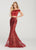Ellie Wilde - EW119026 Two Piece Off-Shoulder Sequined Mermaid Gown In Red