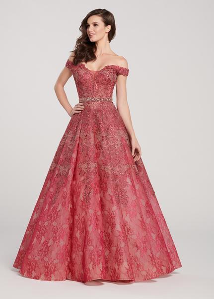 Ellie Wilde - EW119027 Intricate Lace Off Shoulder Ballgown In Red