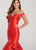 Ellie Wilde - EW119029 Off Shoulder Asymmetrical Layered Mermaid Gown In Red