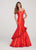 Ellie Wilde - EW119029 Off Shoulder Asymmetrical Layered Mermaid Gown In Red