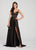 Ellie Wilde - Sleeveless Lace Up Back Charmeuse Satin Gown EW119030 In Black