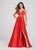 Ellie Wilde - EW119030 Sleeveless Lace Up Back Charmeuse Satin Gown In Red