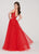 Ellie Wilde - EW119032 Plunging Illusion Corset A-Line Gown In Red