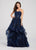 Ellie Wilde - EW119033 Jeweled Embroidered Lace Tiered Gown In Blue