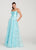 Ellie Wilde - EW119037 Scoop Bodice Embroidered Lace Gown In Blue