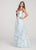 Ellie Wilde - EW119037 Scoop Bodice Embroidered Lace Gown In Blue