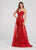 Ellie Wilde - EW119039 Sequin Mermaid Dress with Tulle Lace Overskirt In Red