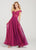 Ellie Wilde - EW119042 Plunging Sheer Beaded Lace A-Line Gown In Blue