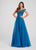 Ellie Wilde - EW119042 Plunging Sheer Beaded Lace A-Line Gown