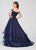 Ellie Wilde - EW119043A Embroidered Lace Off-Shoulder Tiered Ballgown In Blue