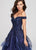 Ellie Wilde - EW119043A Embroidered Lace Off-Shoulder Tiered Ballgown In Blue
