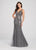 Ellie Wilde - EW119044 Embroidered Sequin Plunging V-Neck Dress In Gray