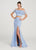 Ellie Wilde - EW119045 Lace Flounce Off Shoulder 2-Piece Mermaid Gown In Blue