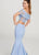 Ellie Wilde - EW119045 Lace Flounce Off Shoulder 2-Piece Mermaid Gown In Blue