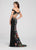 Ellie Wilde - EW119046 Embroidered Off-Shoulder Trumpet Dress In Black and Multi-Color