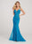 Ellie Wilde - EW119047 Beaded Sheer Paneled Crisscross Back Gown In Blue