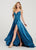 Ellie Wilde - EW119048 Beaded Bodice High Slit Sleek Gown In Blue